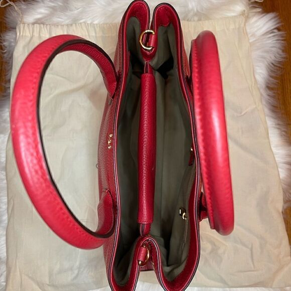 RALPH LAUREN RL Shoulder Bag RLL Red Gold Leather - Picture 8 of 16